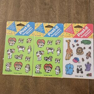 Vtg 3M Post-It Cows Animals Removable Stickers NOS Sealed Zoo 1989 Giraffe Panda
